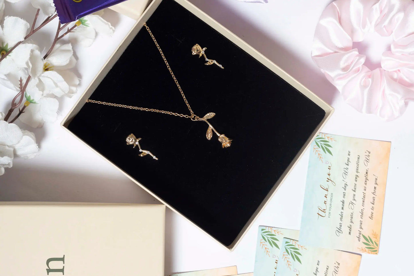 Gold Rose Gift Box Set - LAVEN JEWELLERY
