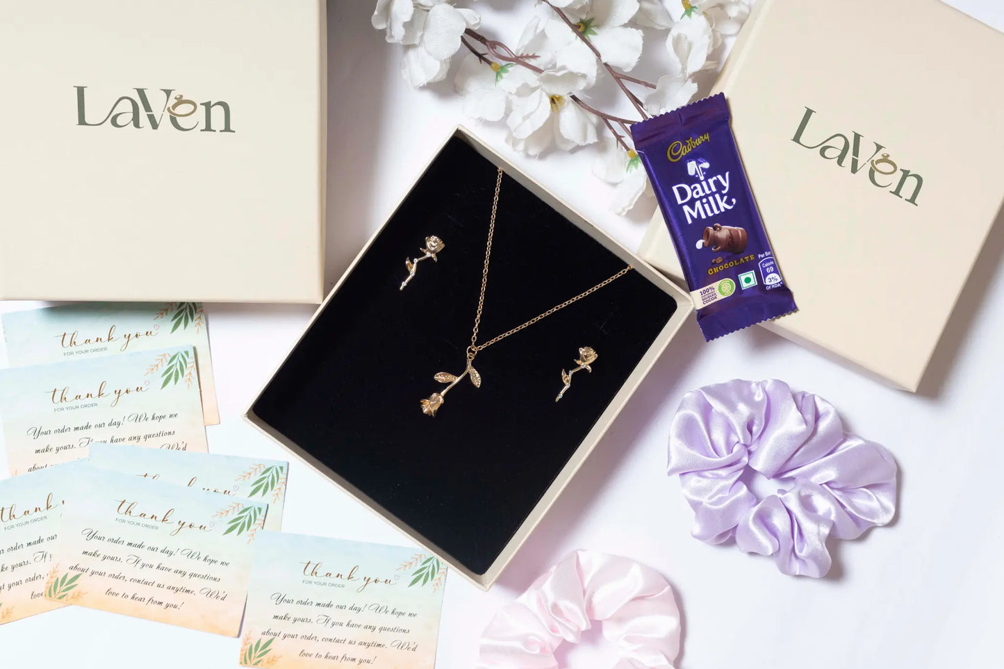 Gold Rose Gift Box Set - LAVEN JEWELLERY