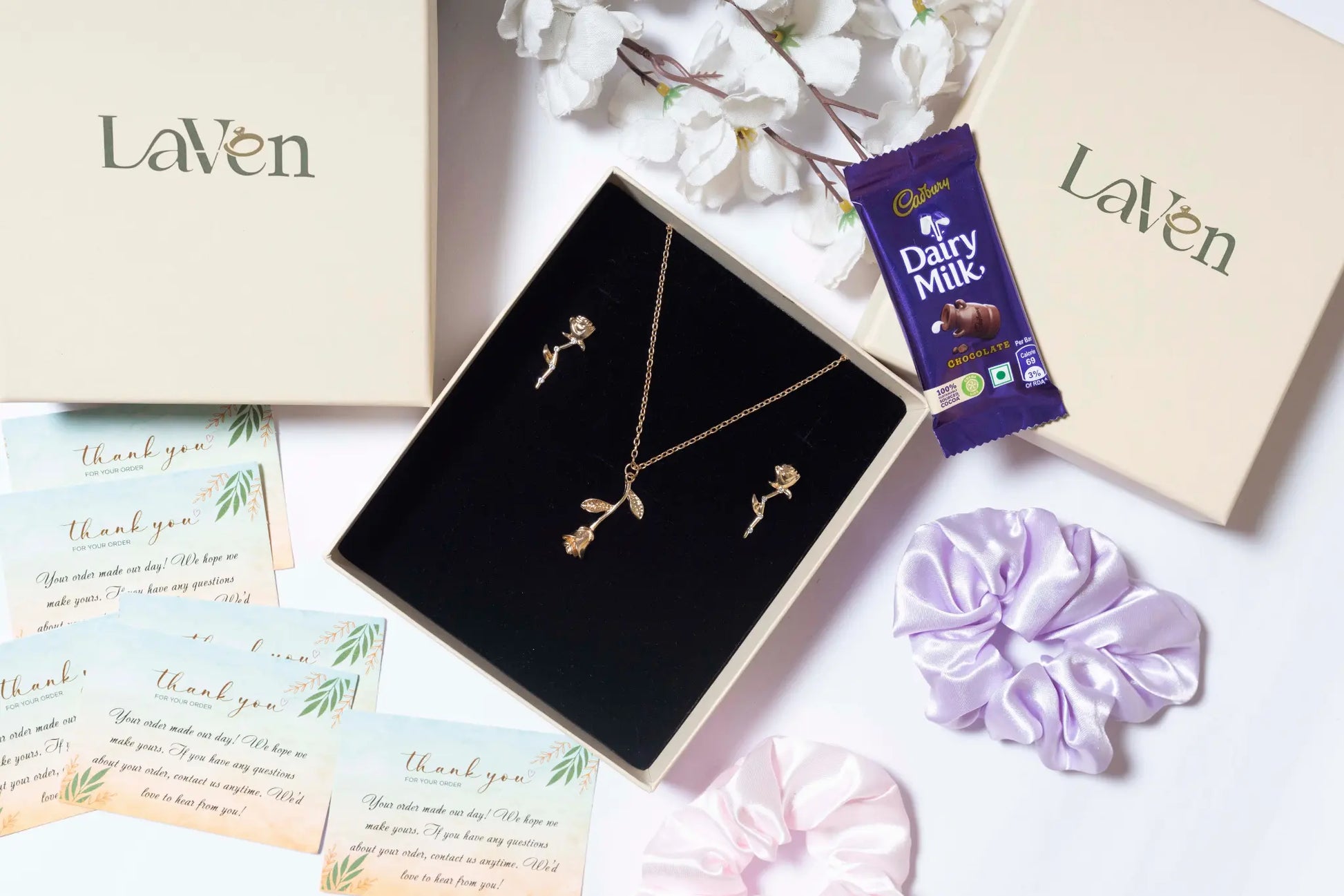 Gold Rose Gift Box Set - LAVEN JEWELLERY
