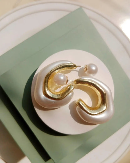 Pearl Hoop Earrings LAVEN JEWELLERY